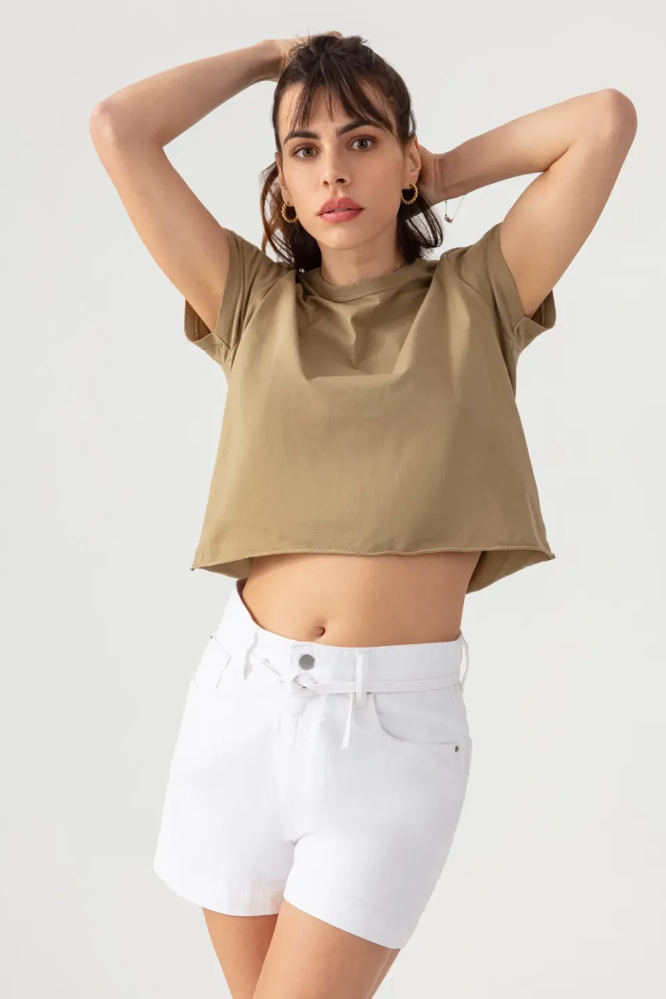 Acquaverde New Army t-shirt cropped effetto usato