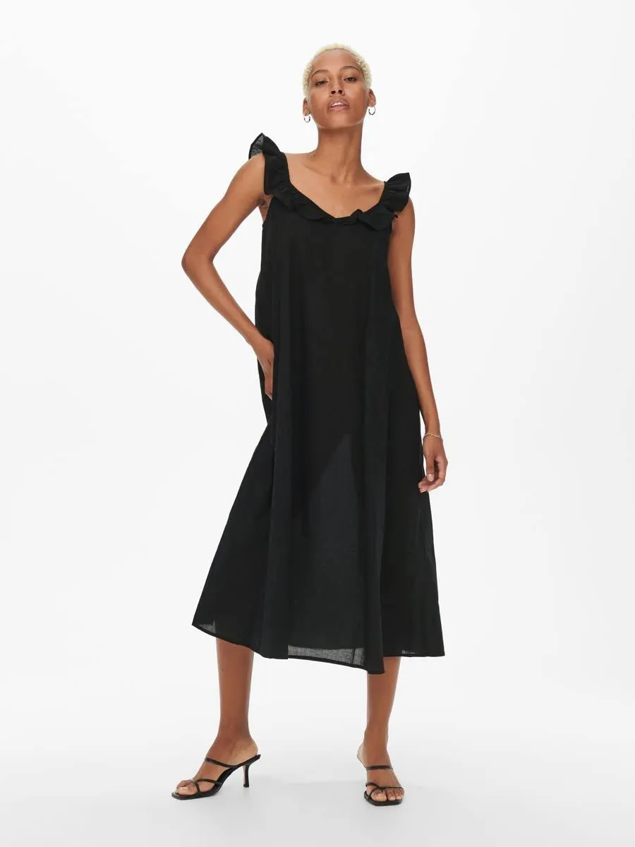 ONLY Onlallie Life Vestito Donna Lungo con Bretelle