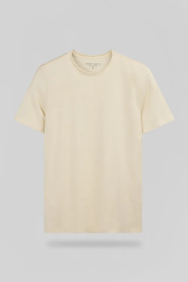 Teddy Smith T-Perry maglietta uomo cream jersey slub