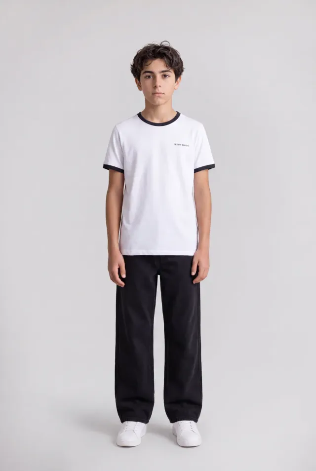 Teddy Smith The Tee 2 R T-shirt bimbo Blanc cotone bordi