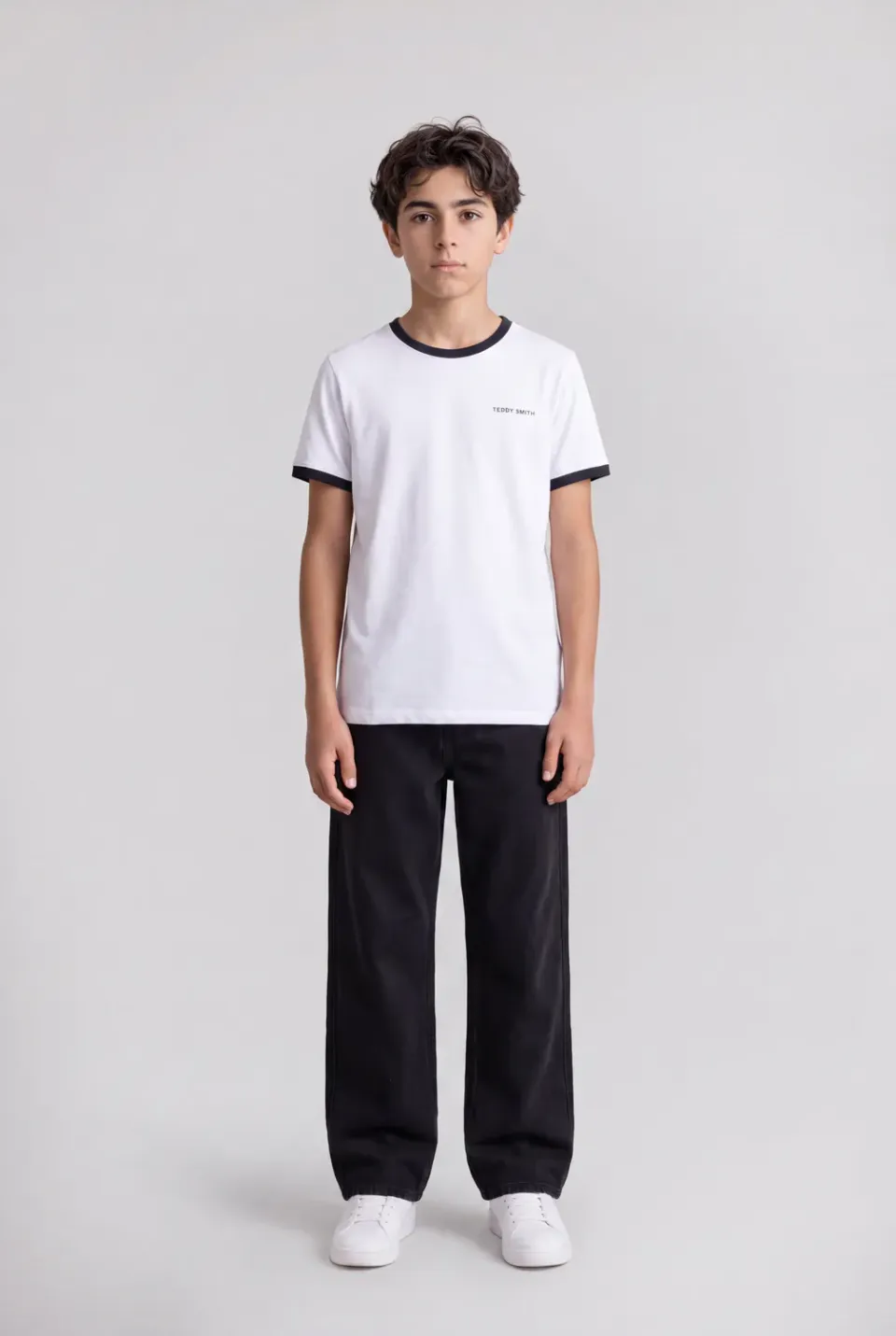 Teddy Smith The Tee 2 R T-shirt bimbo Blanc cotone bordi