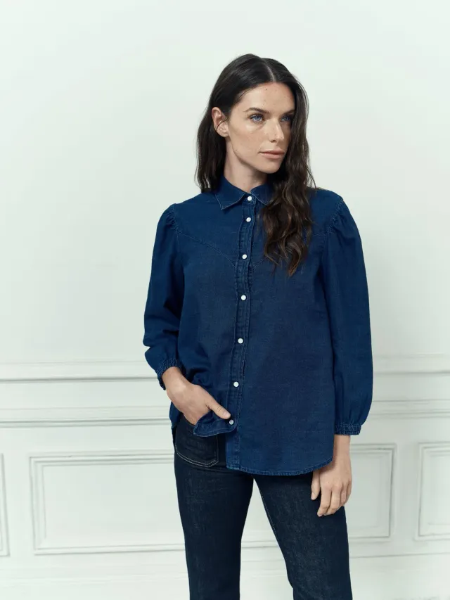 acquaverde Gerry camicia denim medium blue 3/4