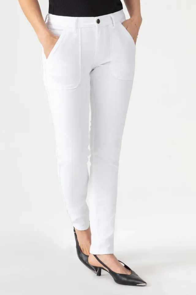Acquaverde Pierce White pantaloni stretch caviglia