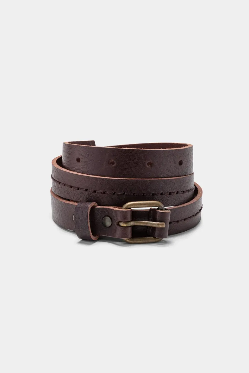 Acquaverde cintura fine pelle chocolat 2 cm