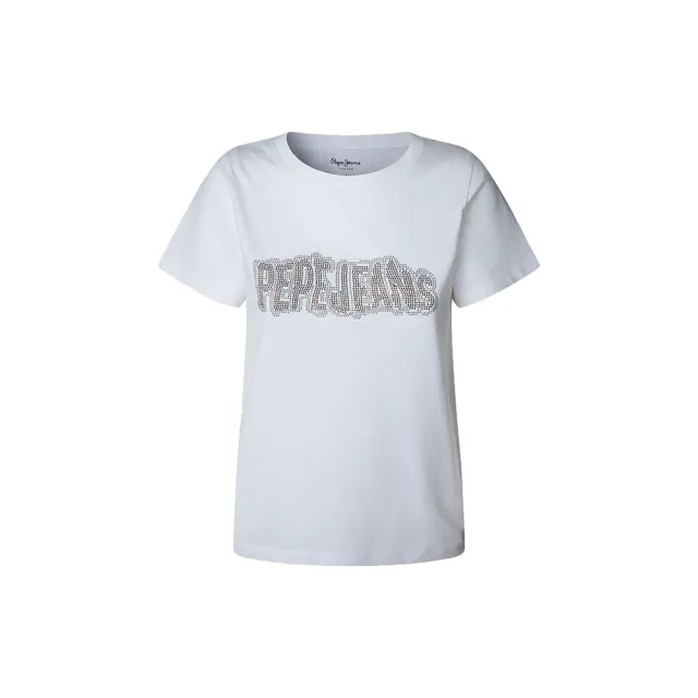 Pepe Jeans Beri T-Shirt Donna Bianca M Logo Borchie