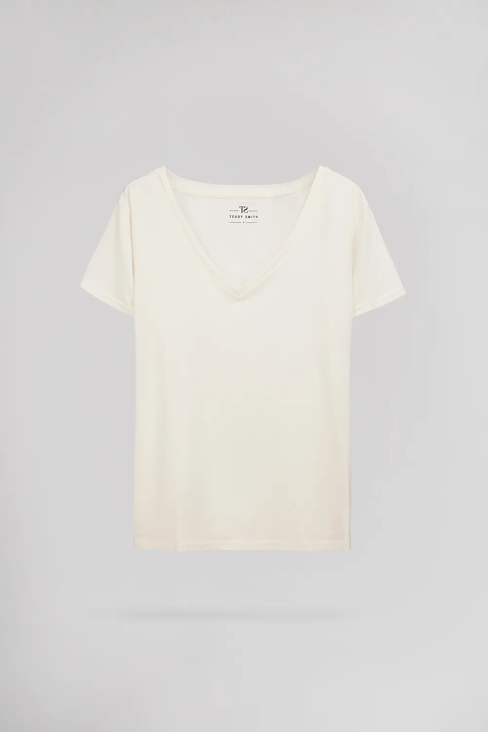 Teddy Smith T-Mia MC t-shirt bianco scollo a V