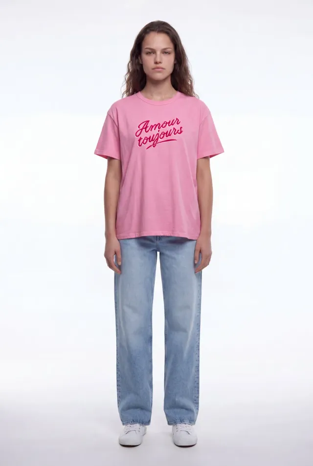 Teddy Smith T-Amour MC T-Shirt Rosa Bonbon Oversize Donna