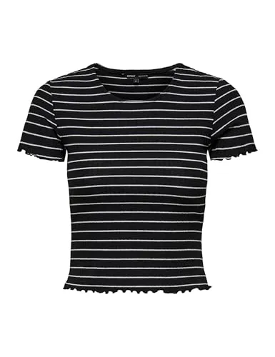 Only Onlemma Stripe top cropped donna scollo tondo