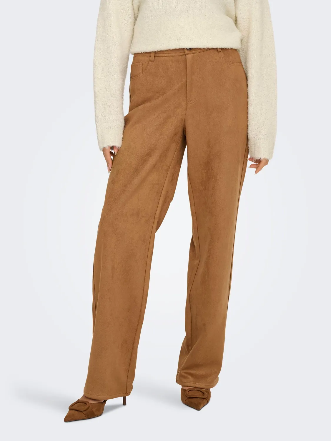 ONLY Onlina pantaloni faux suede Nuthatch M x 32