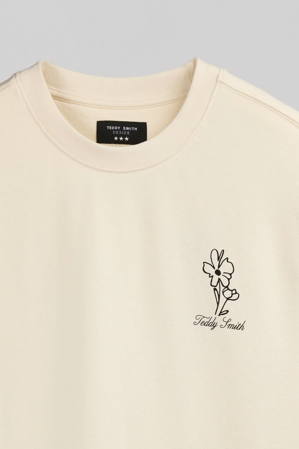 Teddy Smith T-Flowers MC Naturel T-Shirt Uomo Ecru Cotone