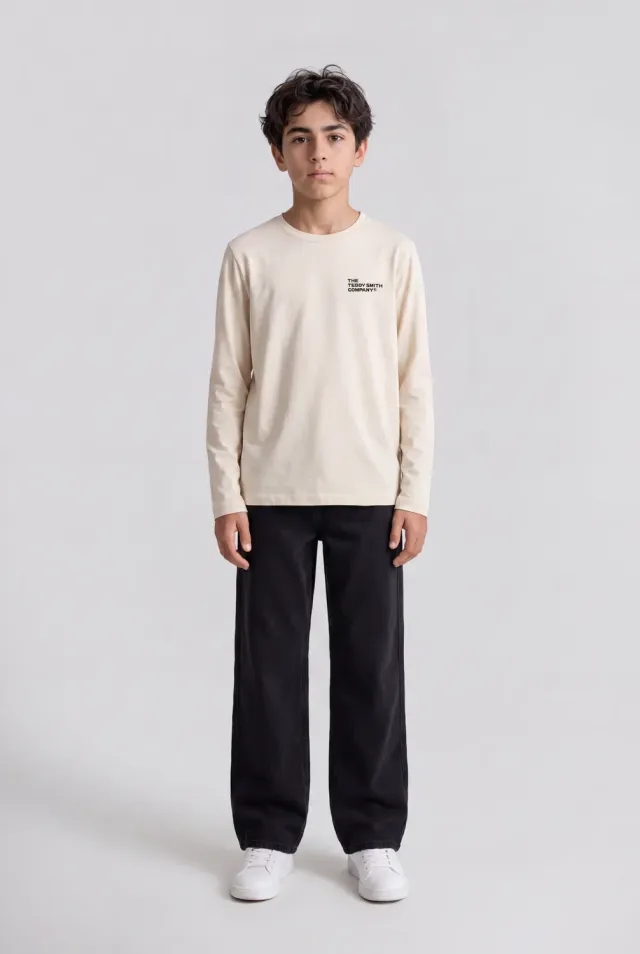 Teddy Smith T-Company ML Jr maglia maniche lunghe crema bimbo
