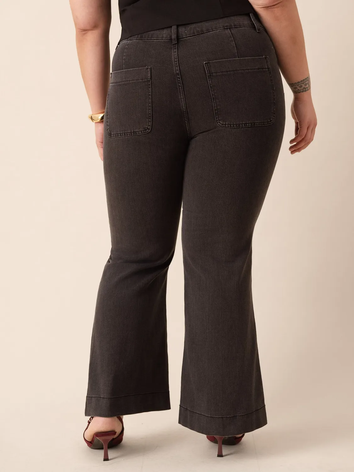 Oraije Elenette jeans flare grigio medio