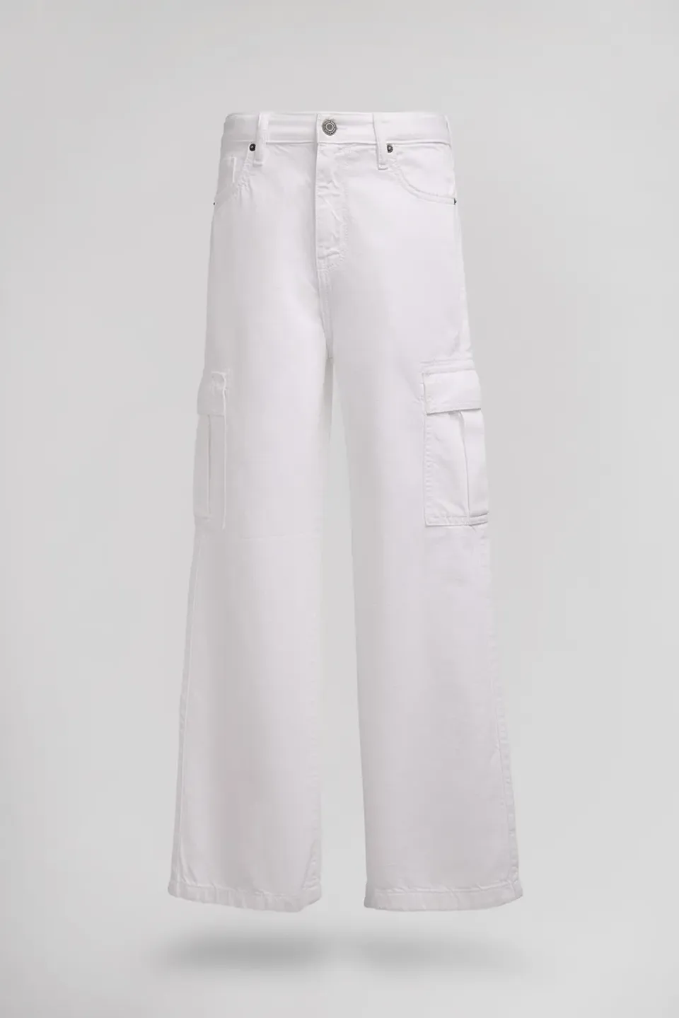 Teddy Smith P-Electra Cargo JR jeans larghi bianco bambina