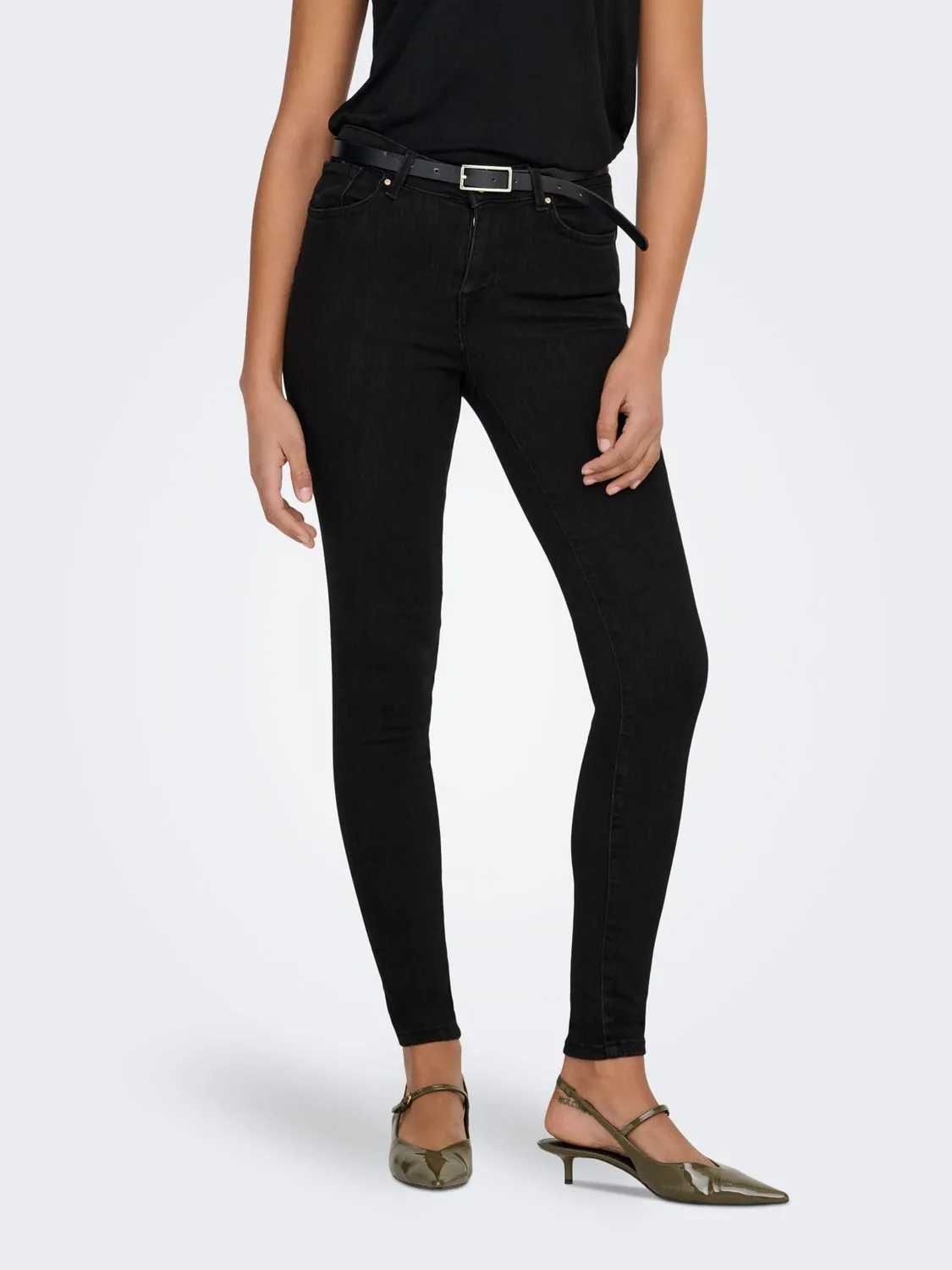 ONLY Onlpower Mid Push Up jeans donna L/32L nero