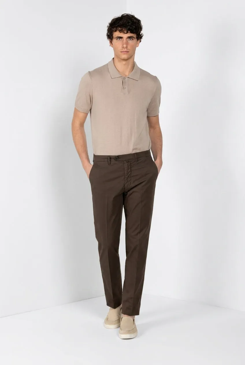 Mason's Boston Chino Uomo Marrone Relaxed Fit Stretch