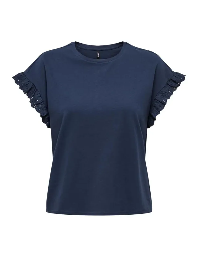 ONLY Onliris T-shirt donna XS blu ricamata