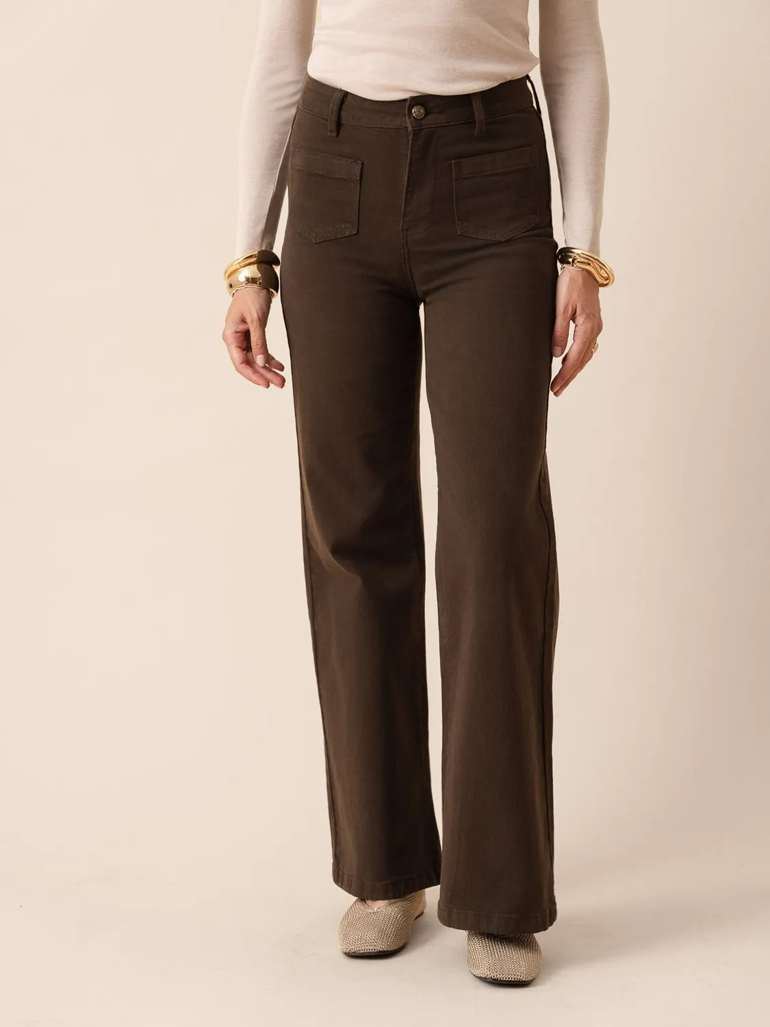 Oraije Gaspard jeans wide marrone cioccolato