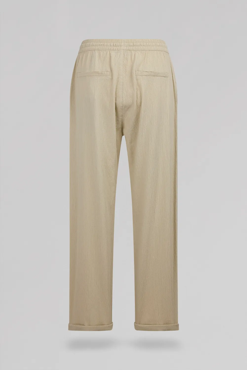 Teddy Smith Seersucke Pantalone Donna Grege Slim