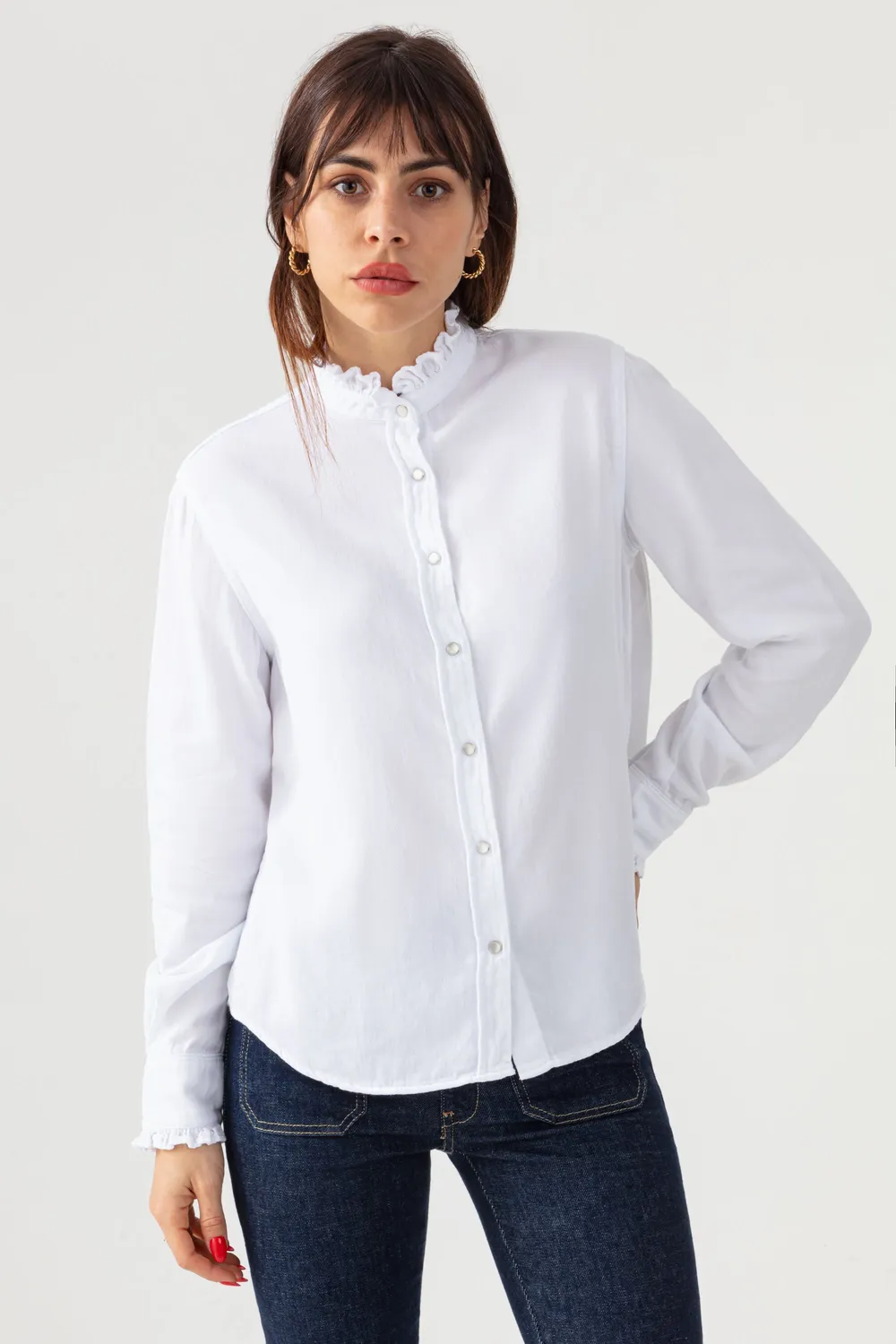 Acquaverde Gaby camicia bianca White collo vittoriano