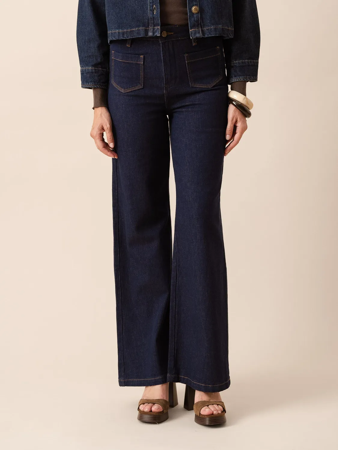 Oraije Gaspard jeans wide blu grezzo