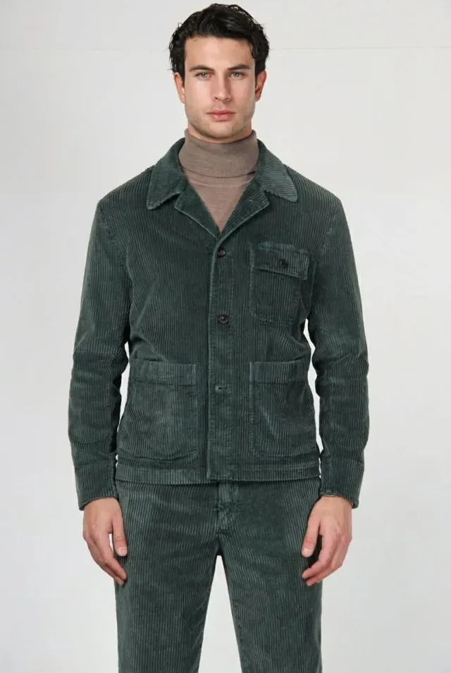 Mason's Chile Work Jacket overshirt velluto verde scuro