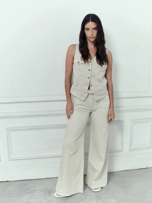 Acquaverde Soul pantalone flare natural vita alta