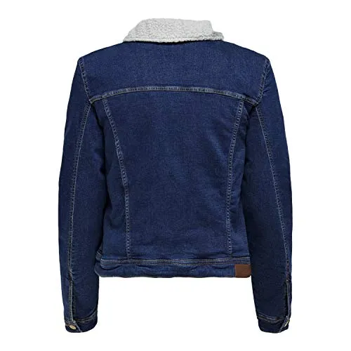 ONLY Onltia giubbotto jeans Teddy con pelliccia caldo