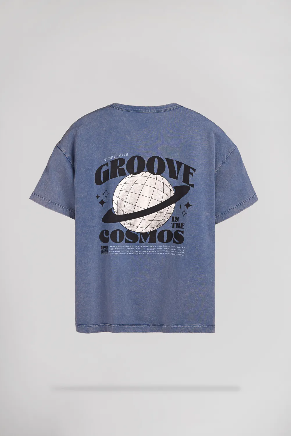 Teddy Smith T-Zoe MC Faded Indigo t-shirt donna oversize cotone