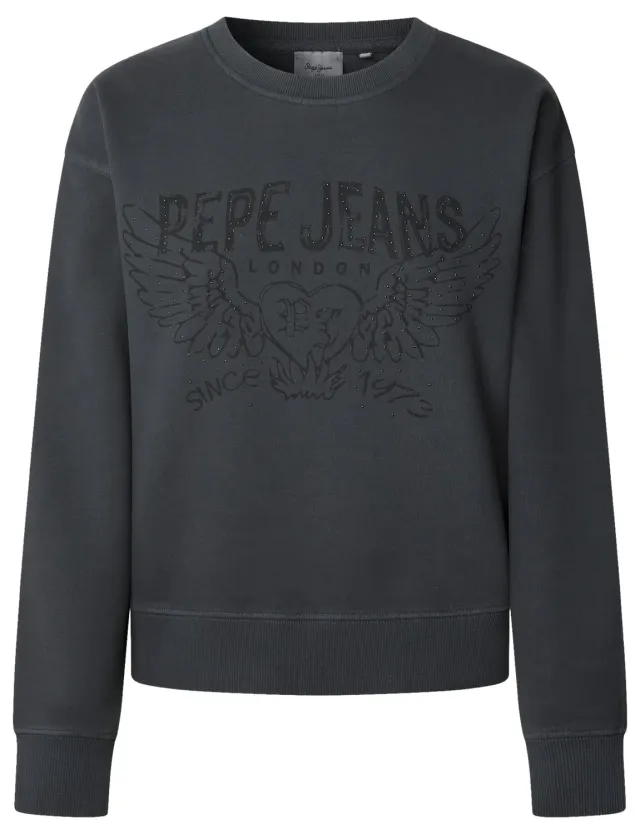 Pepe Jeans Beberly Felpa Donna M Grigio Logo Cuore