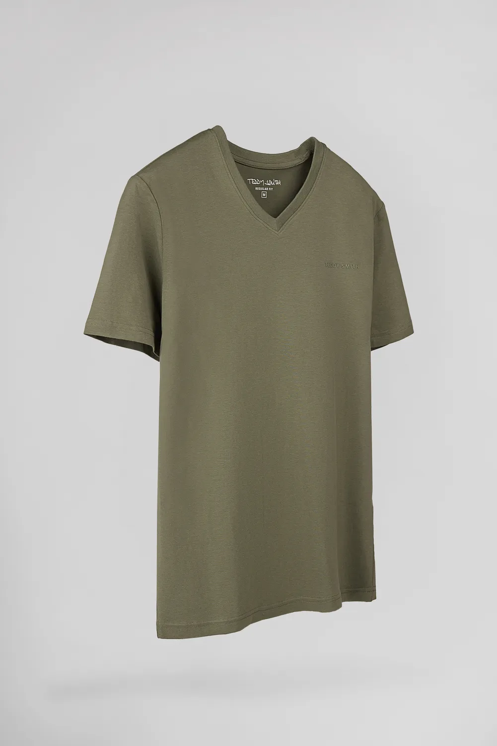Teddy Smith Tawax 2 MC t-shirt kaki scollo a V uomo