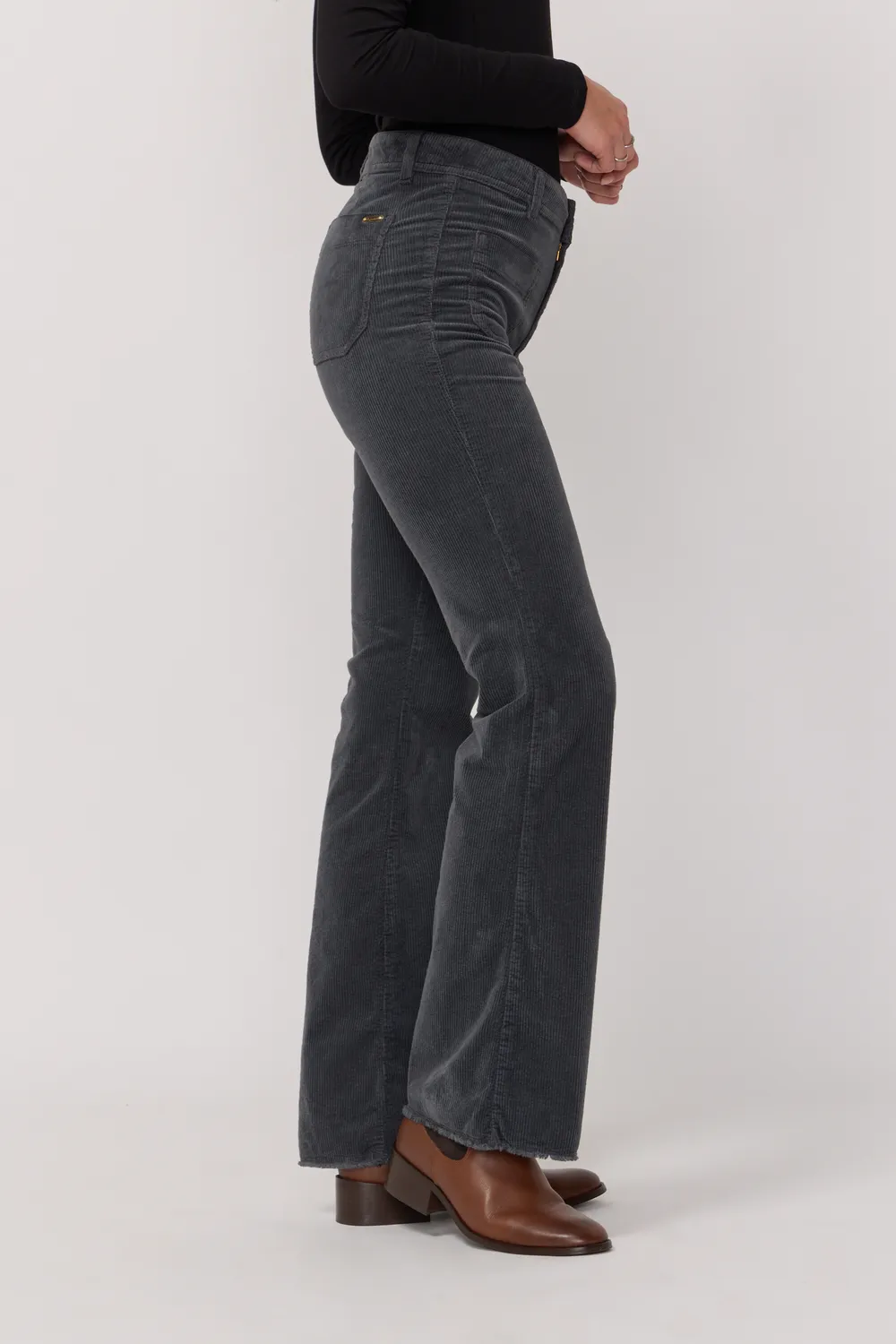 Acquaverde Carlotta Pantaloni Velluto Antracite Cropped
