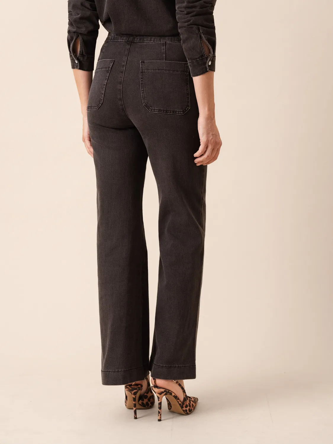 Oraije Victo jeans wide grigio scuro vita alta