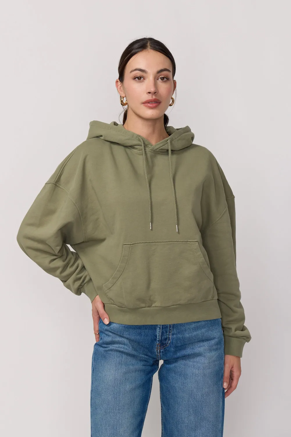 Acquaverde Boxy felpa cappuccio Light Kaki