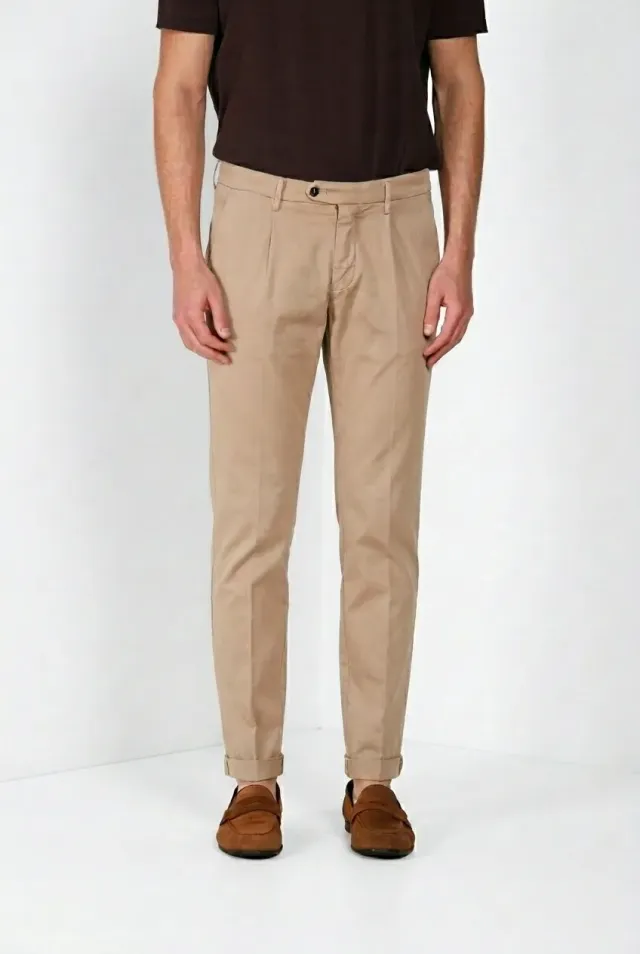 Mason's Torino 1 Pinces Flex chino uomo beige medio slim