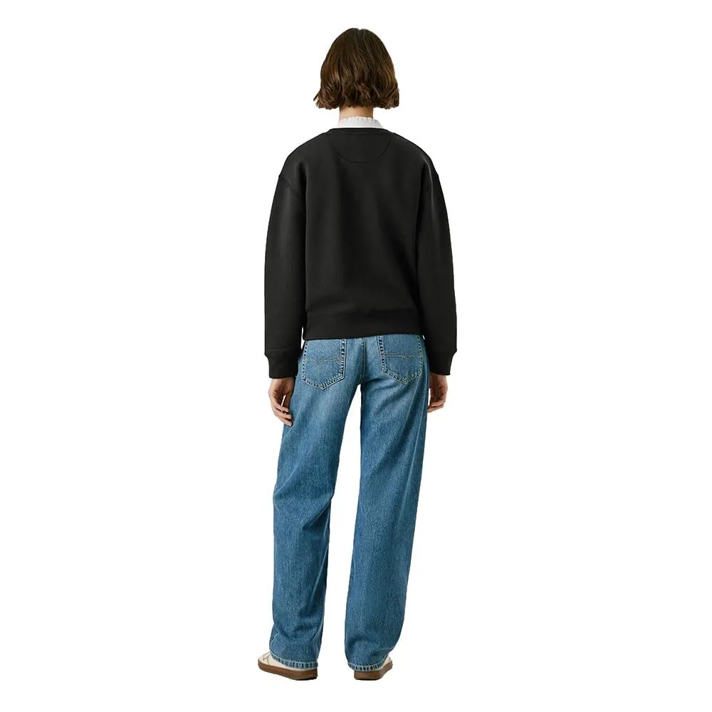 Pepe Jeans Baddy Felpa Donna Girocollo Logo Bianco Sporco