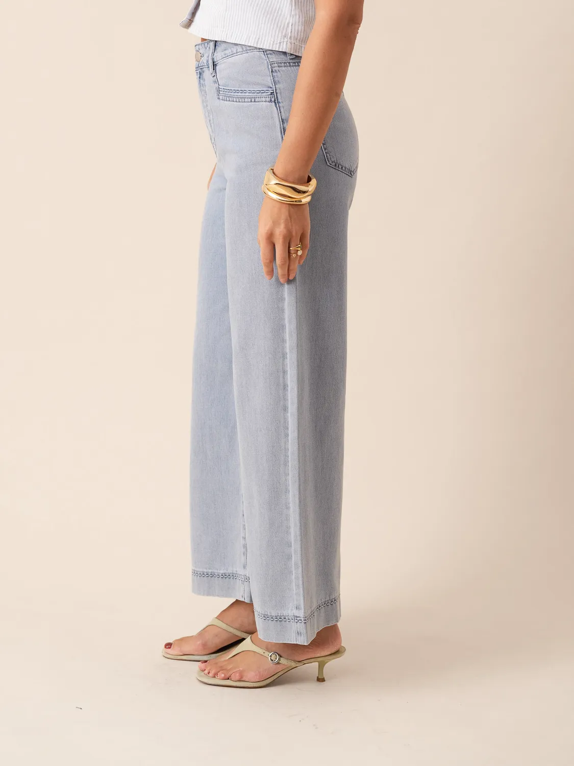 Oraije Thea pantaloni wide blu chiaro estate lyocell