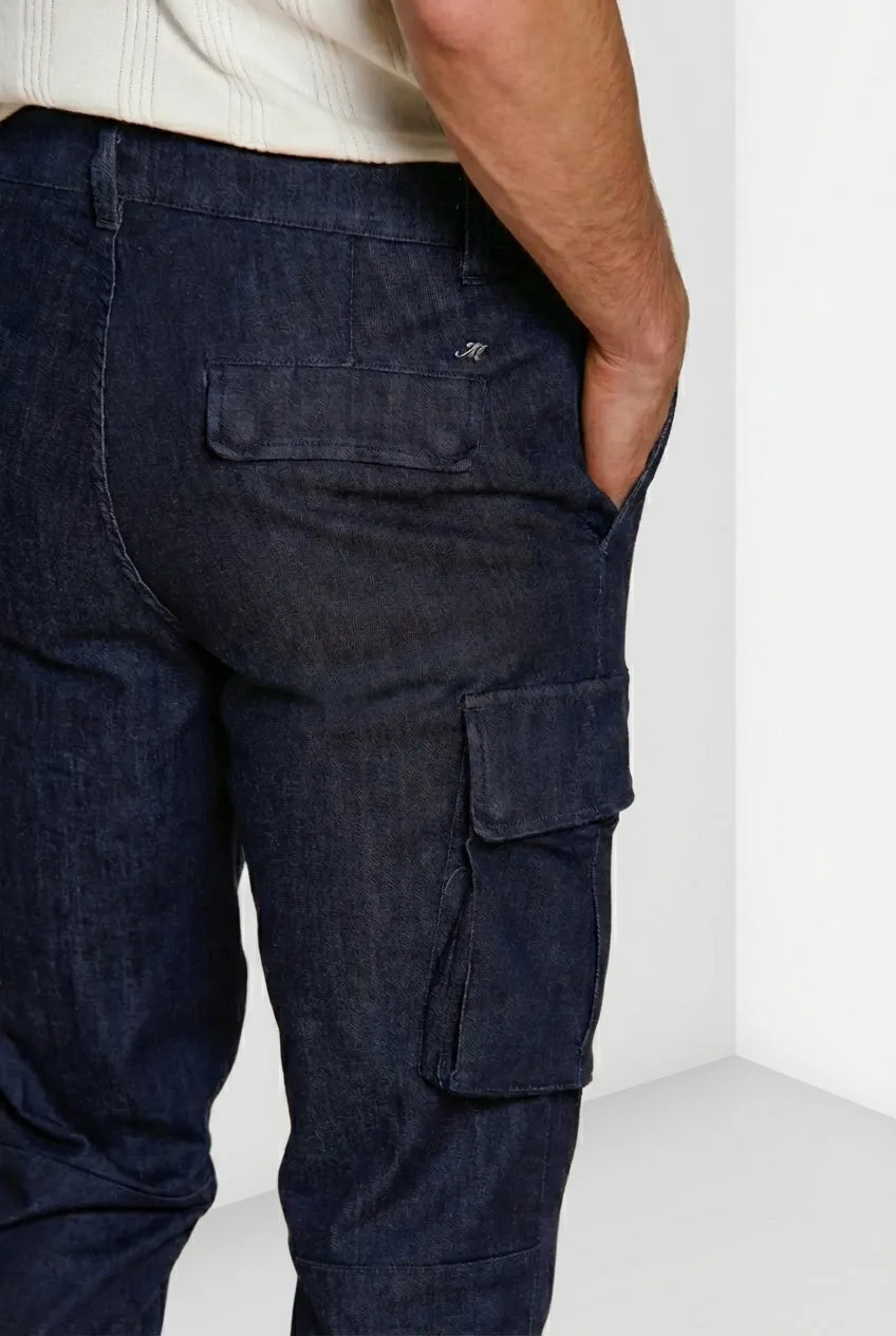 Mason's Chile Cargo Denim Uomo Blu Navy Regular Fit Cotone