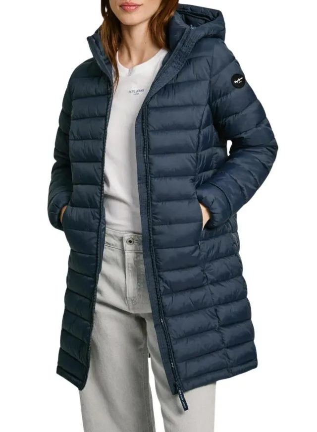 Pepe Jeans Ammy Long giacca donna Dulwich Blue piumino lungo