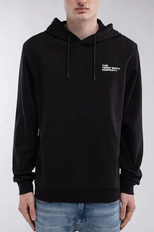 Teddy Smith S-Company Hoody felpa cappuccio nero elasticizzata