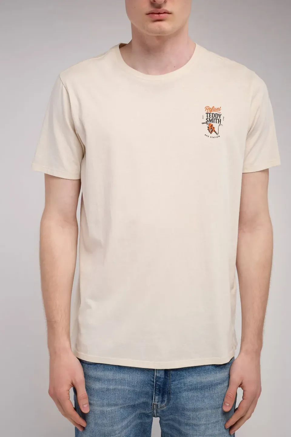 Teddy Smith T-Carser maglietta uomo crema jersey cotone