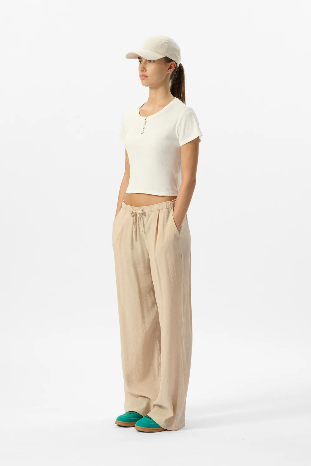 Teddy Smith P-Tyna Pantaloni Donna Sabbia Fluido Largo