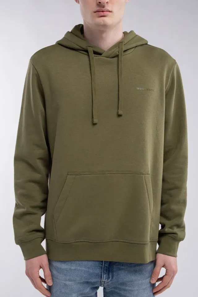 Teddy Smith S-Nark Hoody Felpa Uomo con Cappuccio Verde Oliva
