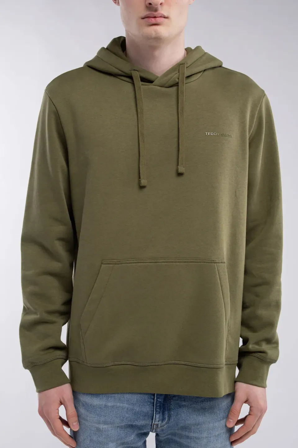 Teddy Smith S-Nark Hoody Felpa Uomo con Cappuccio Verde Oliva