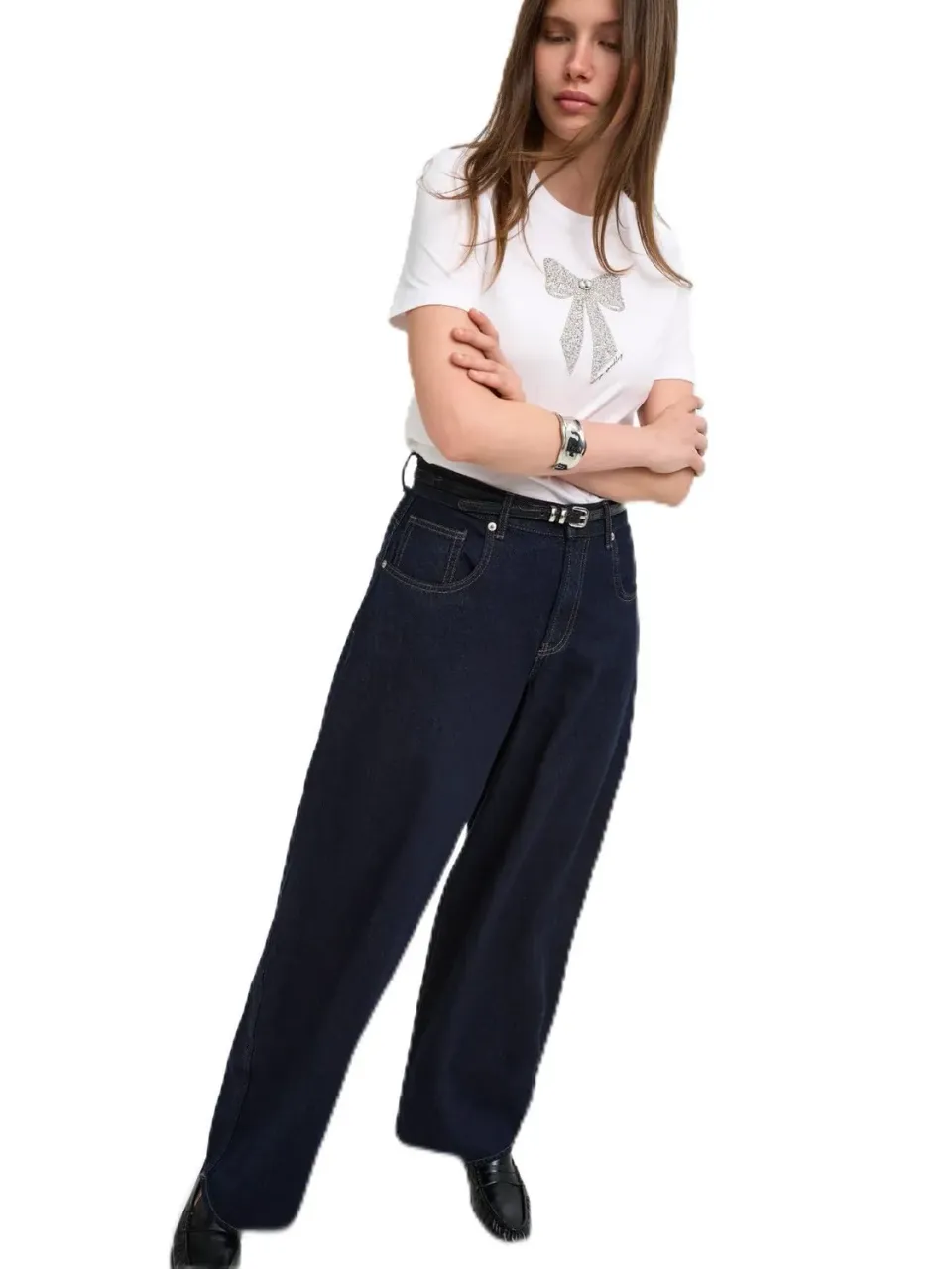 ONLY ONLTAYLOR Jeans Vita Alta Barrel L 32L Blu Scuro