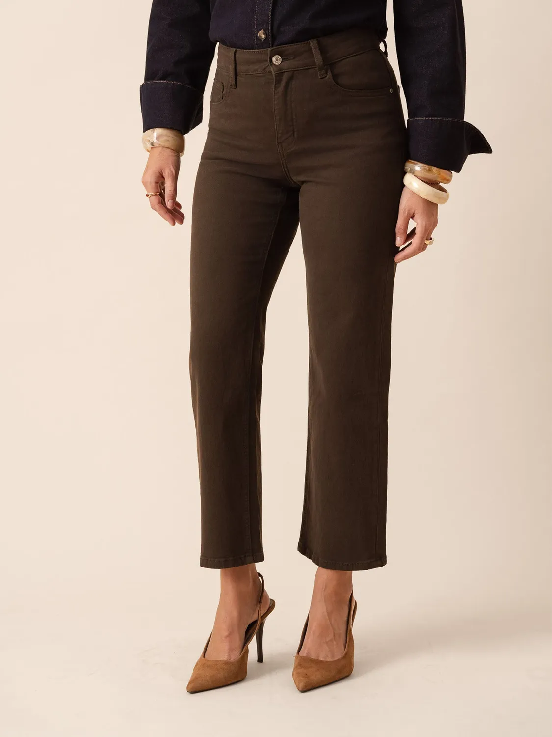 Oraije Solange jeans dritto cioccolato ampio
