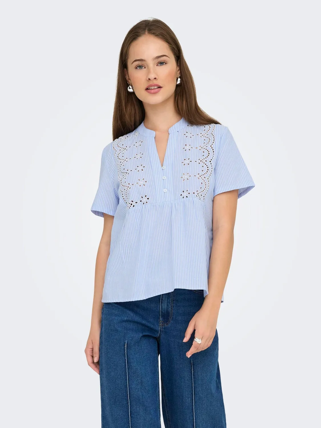 ONLY Onlskano Top Donna XS manica corta ricamato