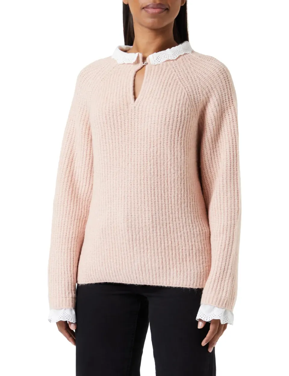 Only Onlcila maglione donna collo alto grigio mix