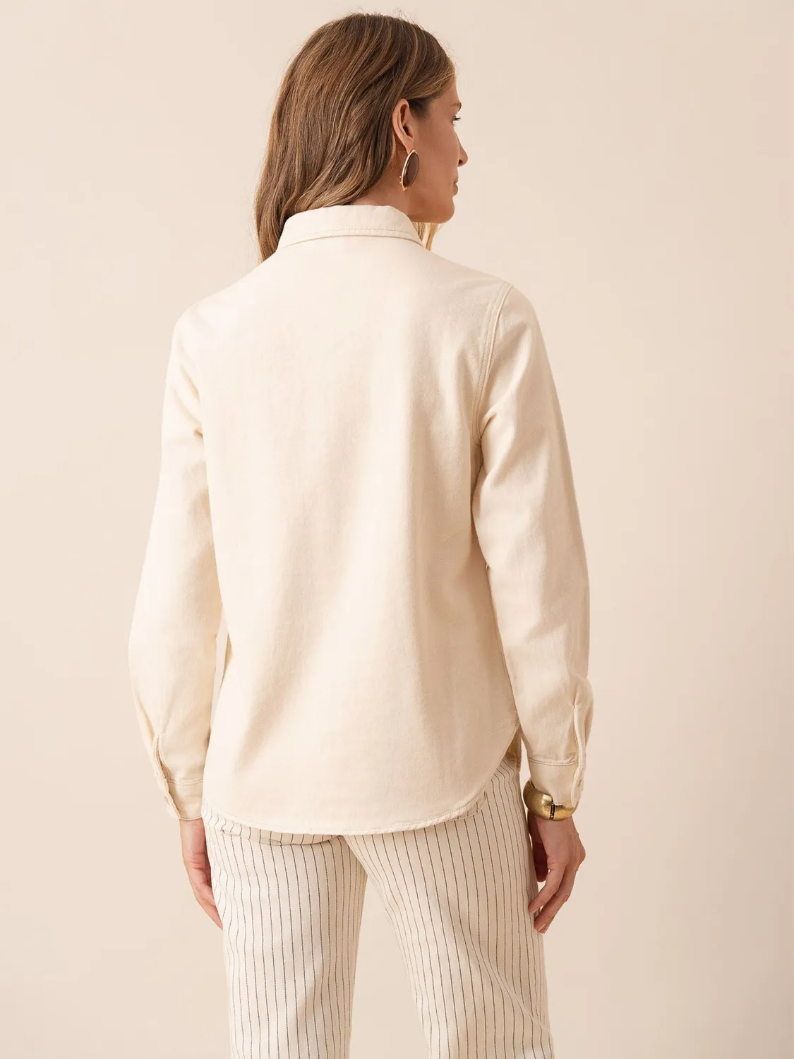 Oraije Celia camicia beige denim oversize cotone