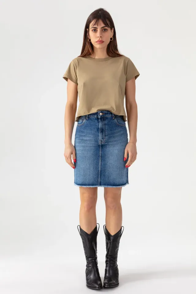 Acquaverde Yvone gonna jeans Vintage Worn vita alta