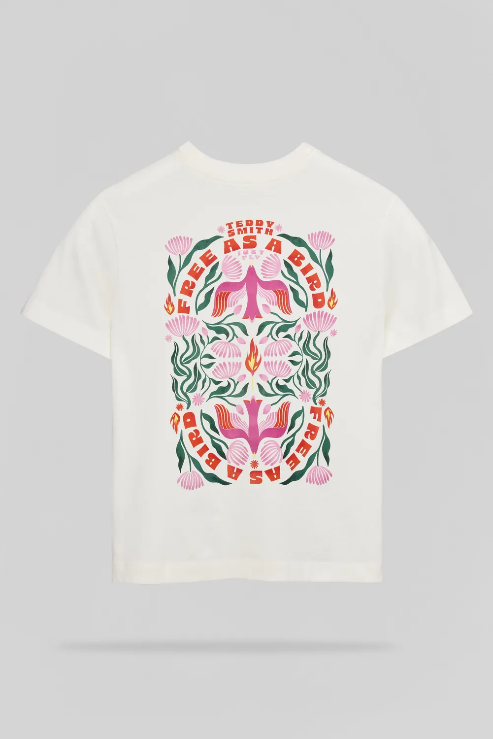 Teddy Smith T-Bird MC JR Middle White t-shirt bambina cotone